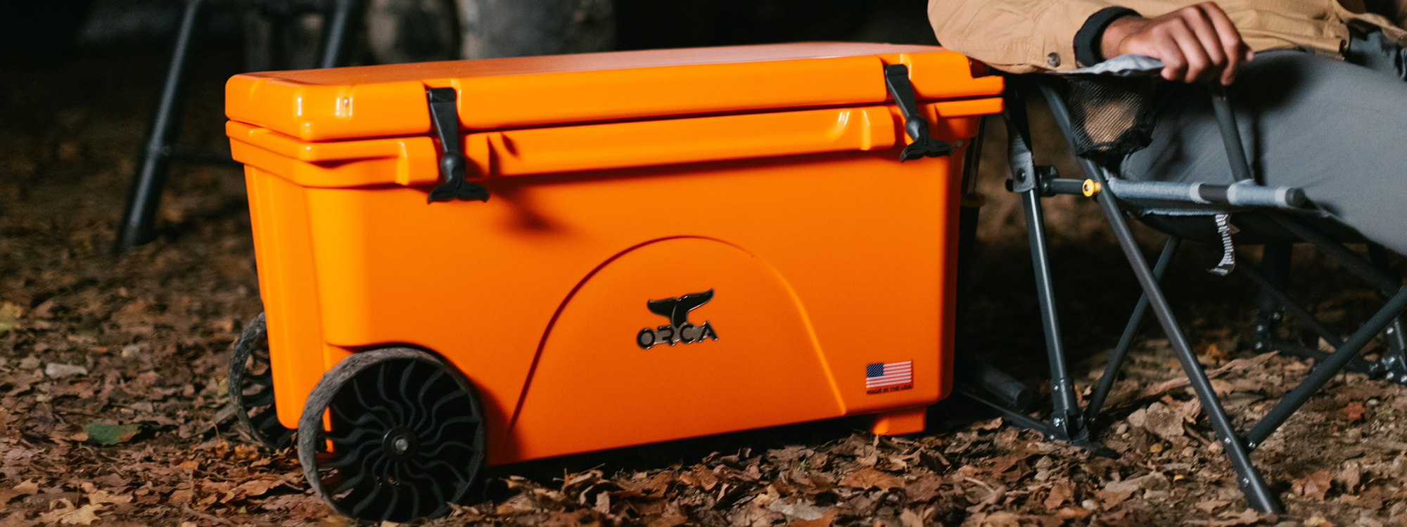 ORCA 65 Quart Wheeled Cooler Blaze Orange