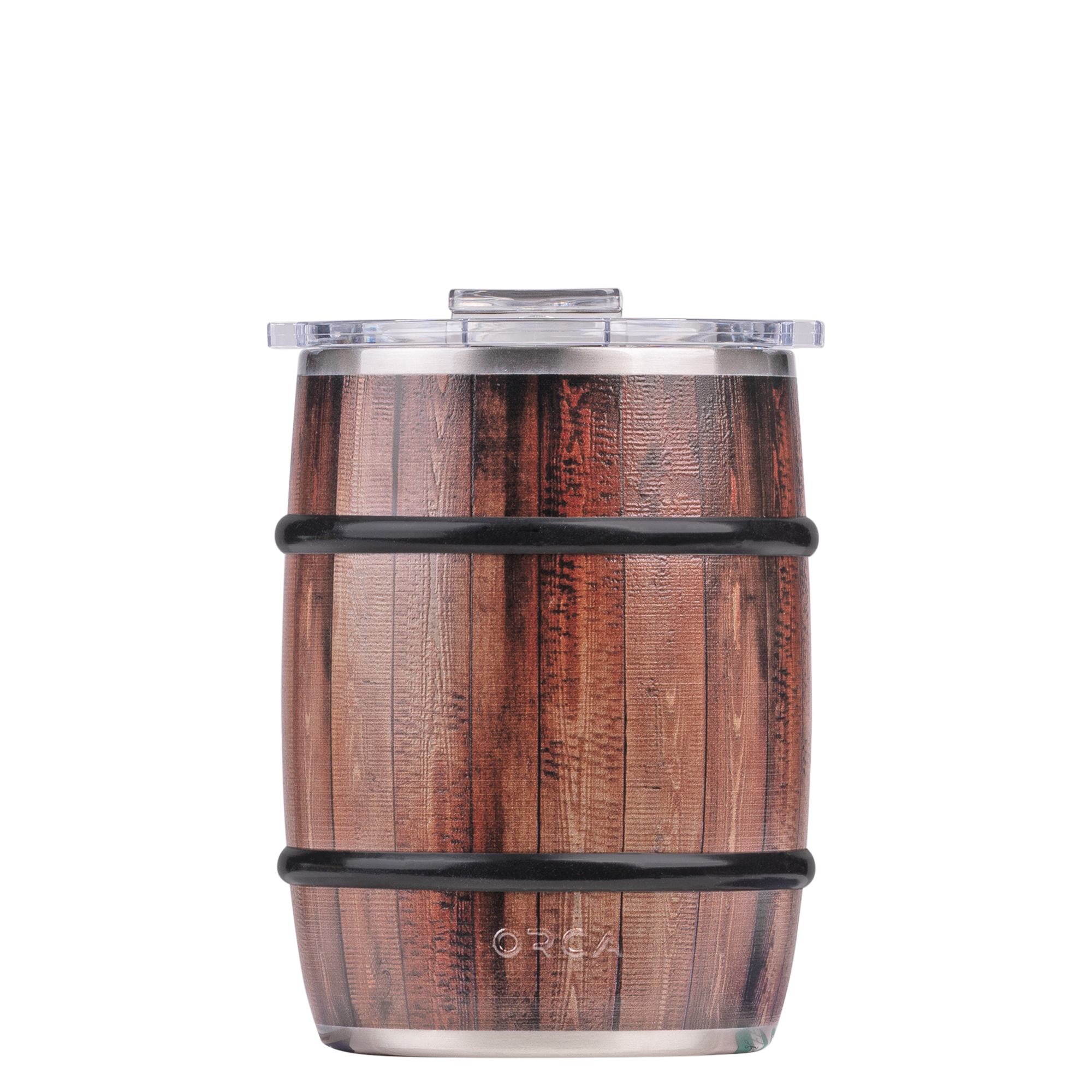 Double Barrel 24oz, Dark Oak Wood Grain, Front