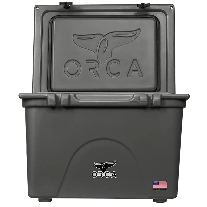 58 Quart Cooler, Charcoal, Open