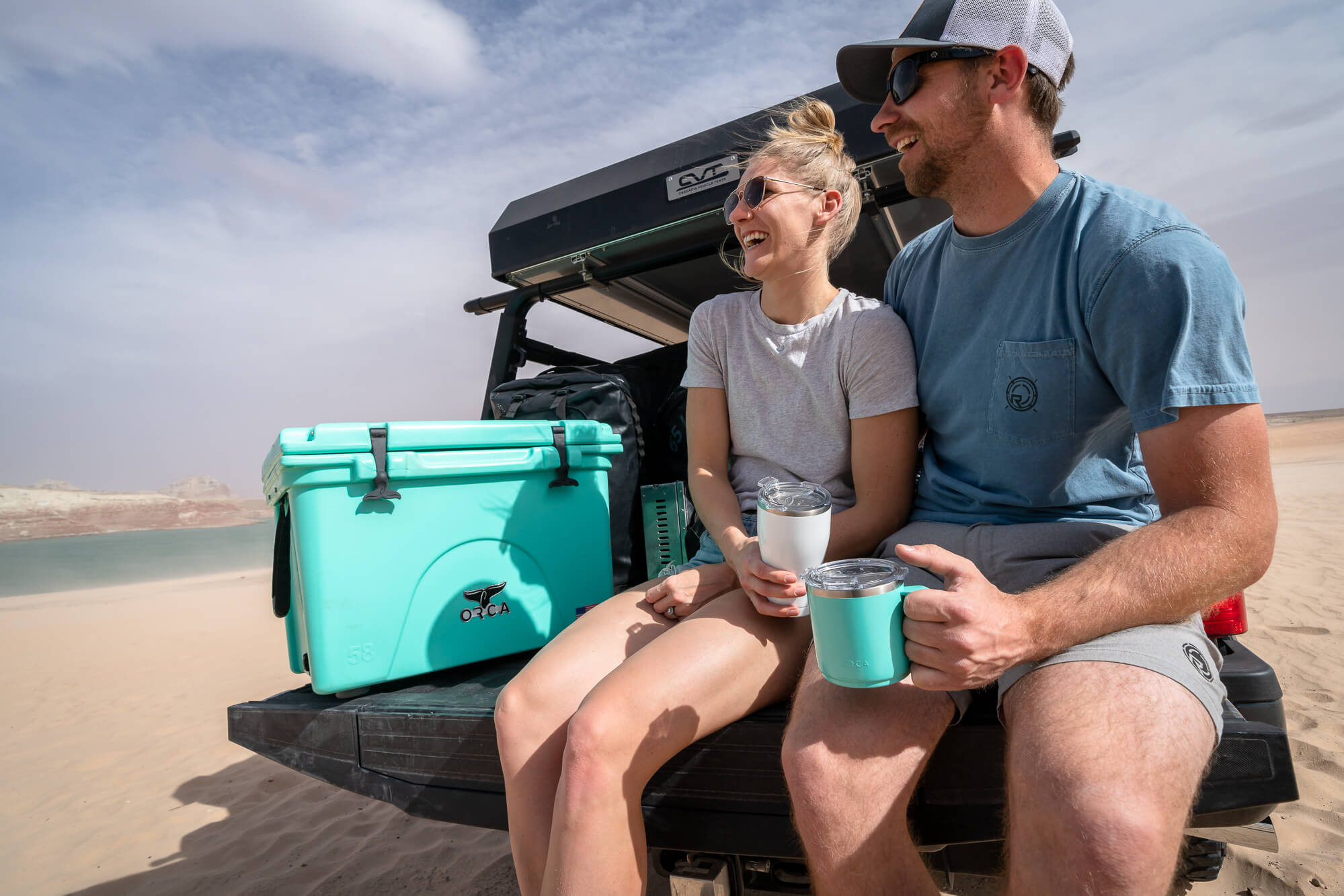 58 Quart Cooler, Seafoam, Lifestyle Beach Camp