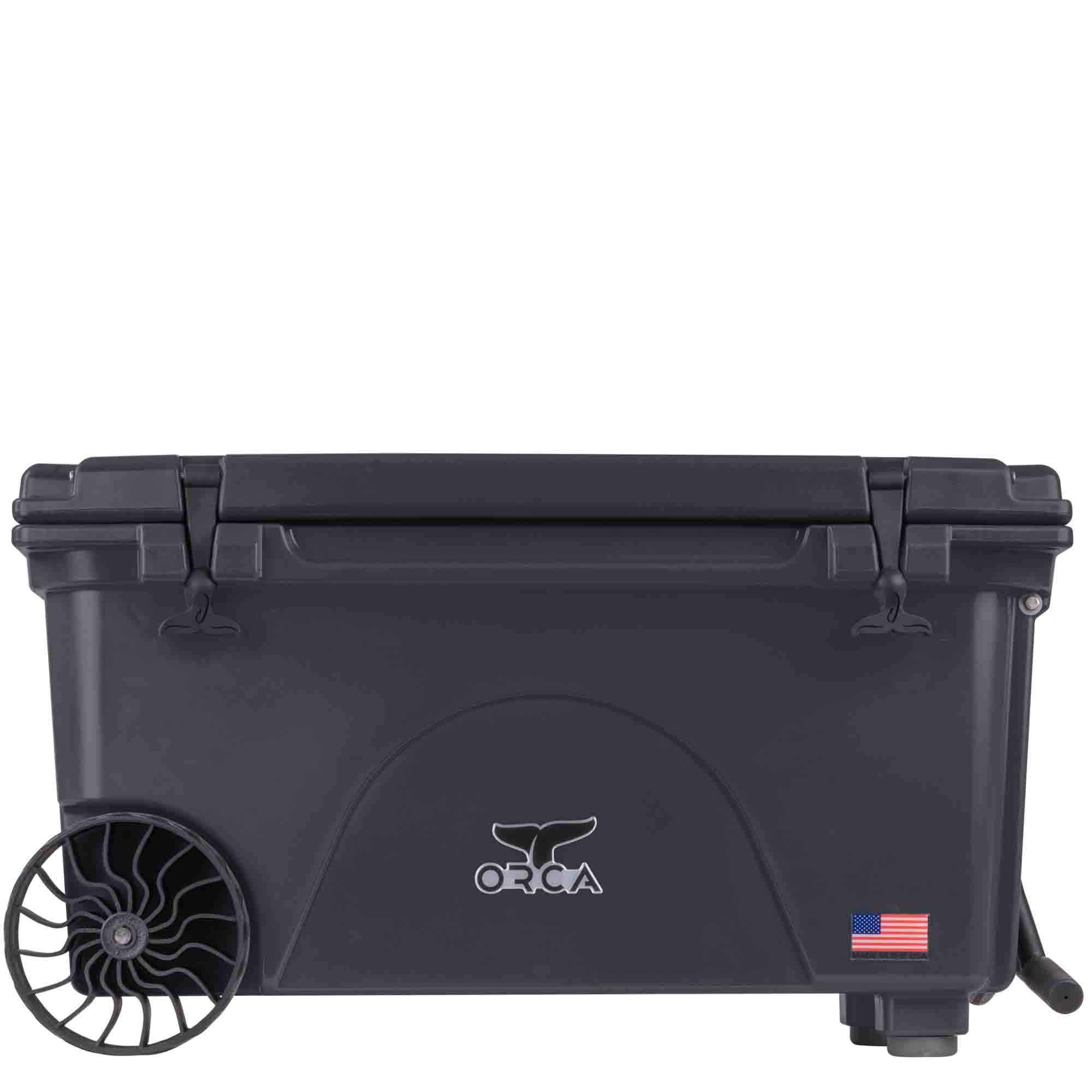 65 Quart Wheeled Cooler, Charcoal, Front