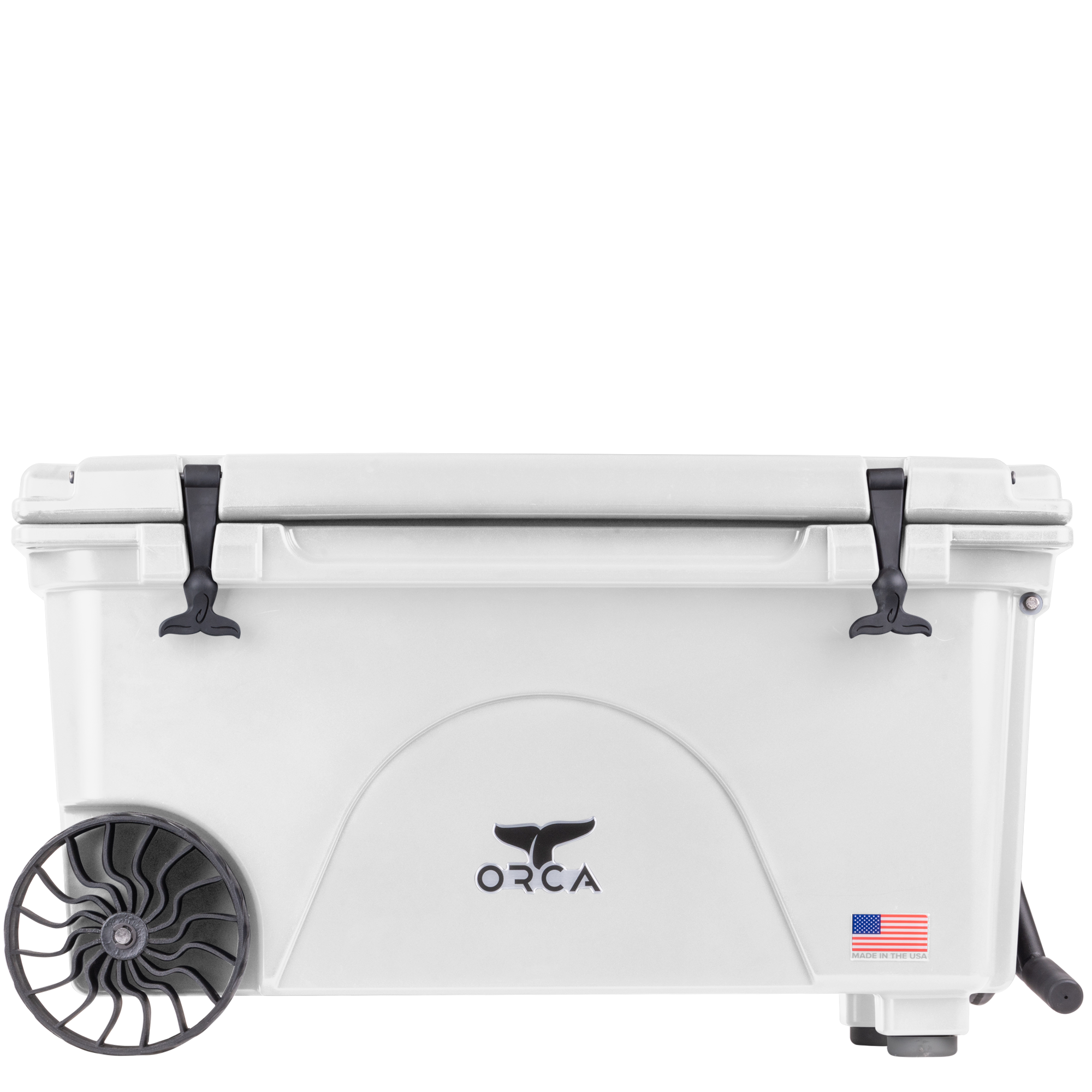 65 Quart Wheeled Cooler, White, Front