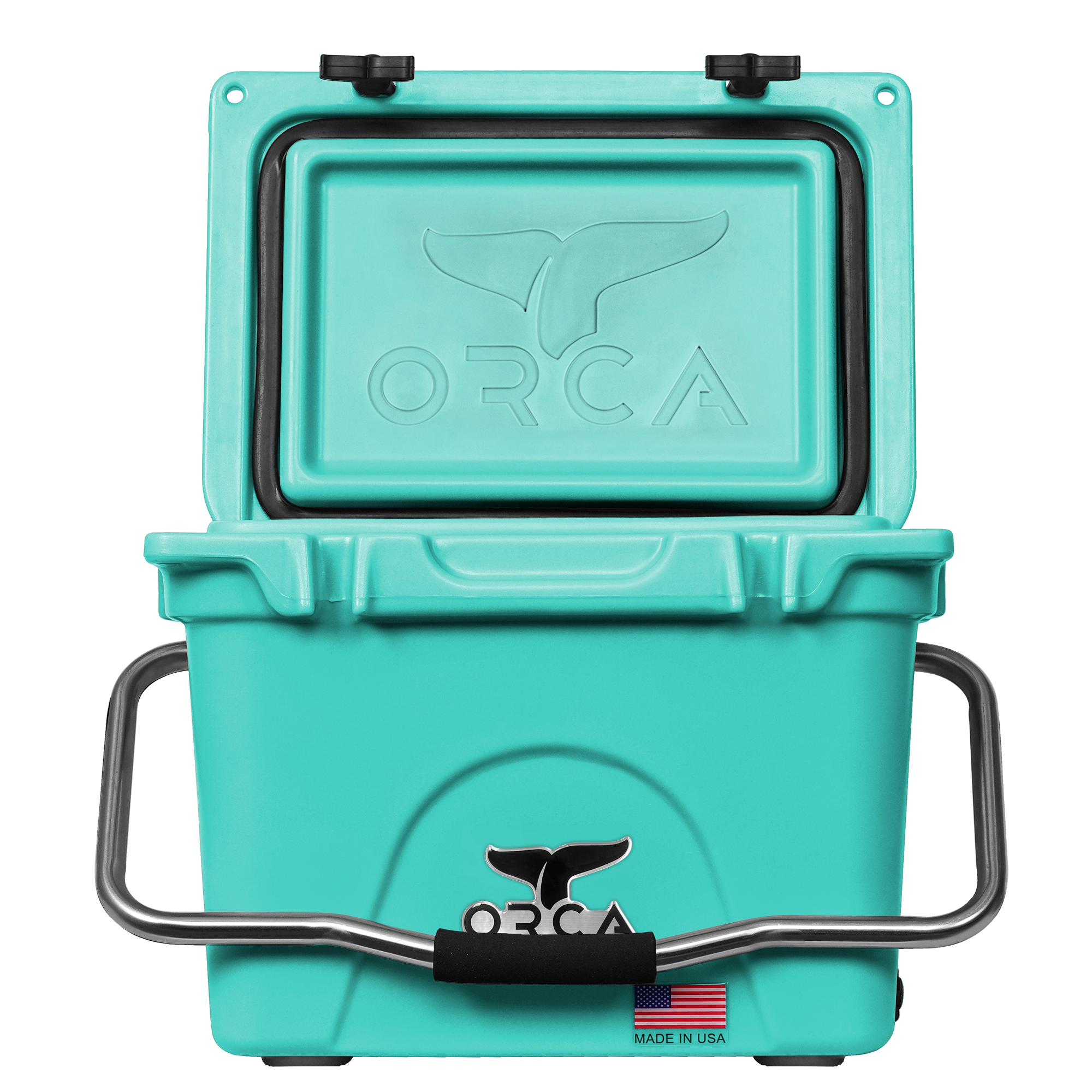 20 Quart Cooler, Seafoam, Open