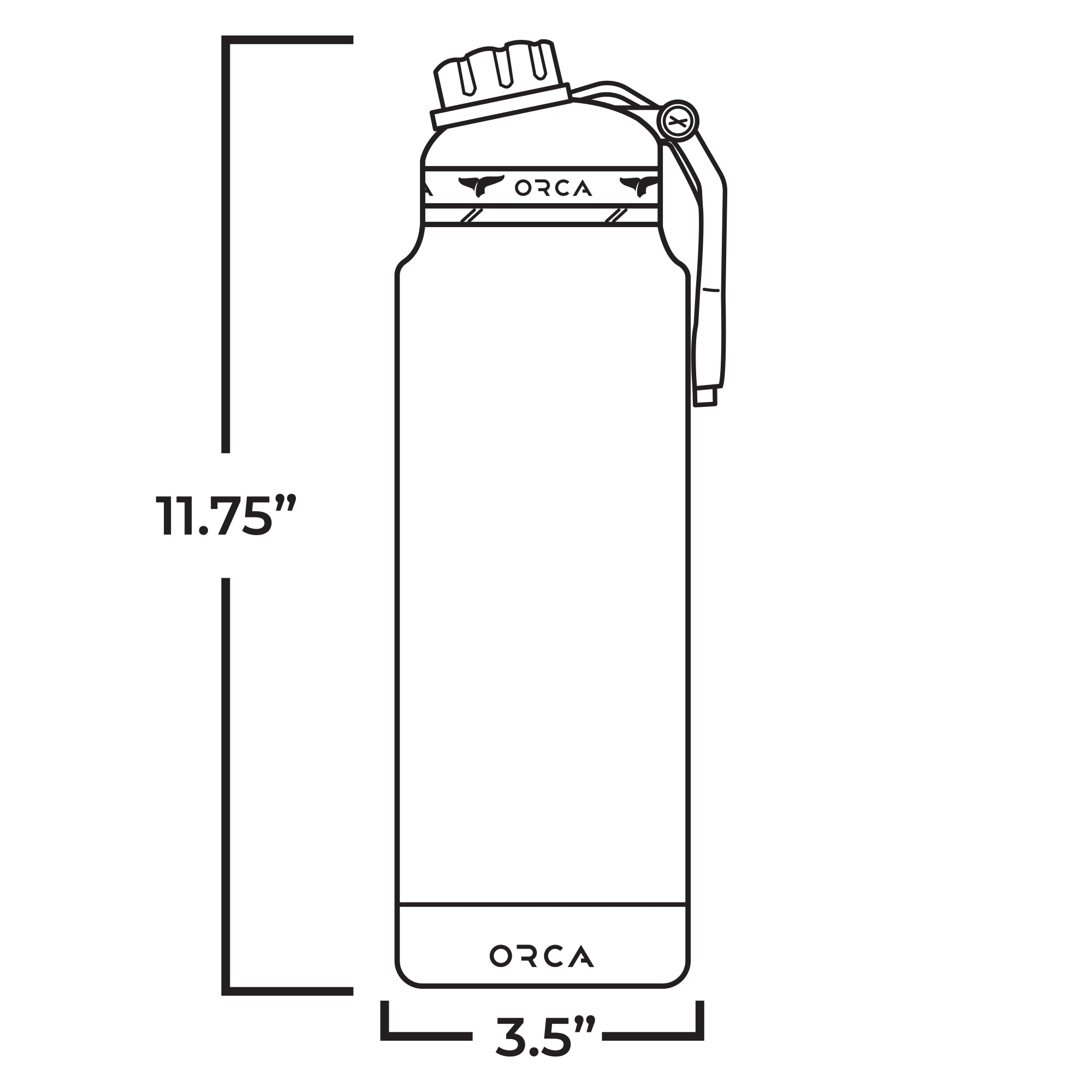 Hydra 34oz, Technical Specs, Line Drawing